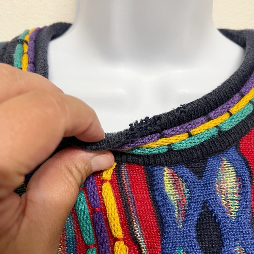 Tundra Canada Mens Vintage 90s Y2K 3D Colorful Knit Long Sleeve Sweater Size L - Picture 4 of 11